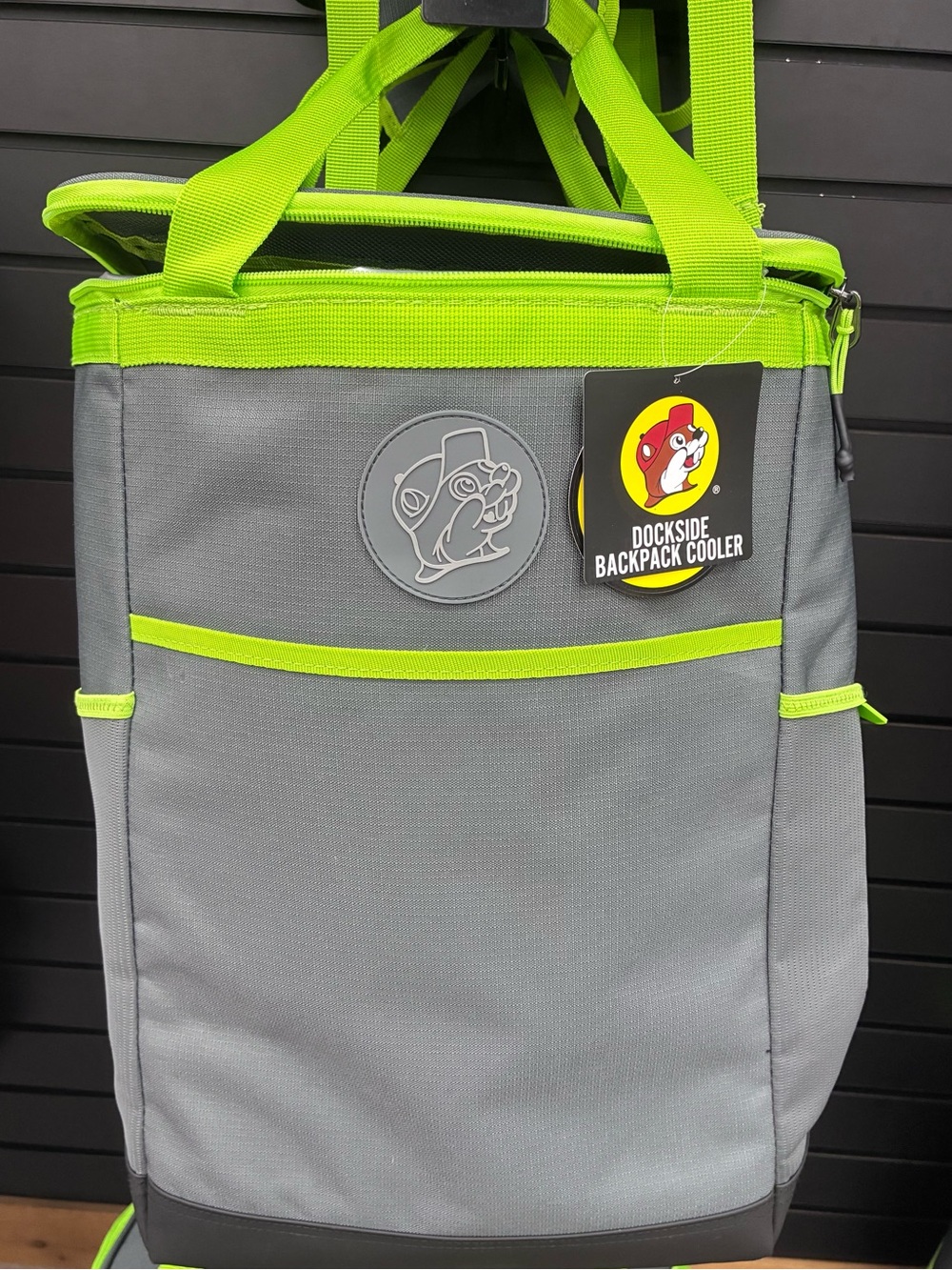 ✨Buc-ee’s Gray and Neon Green Women's Backpack - Modern Beach Cooler 💚🌴